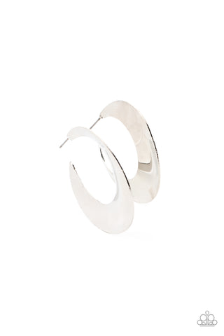 Power Curves - Silver Hoop Earring