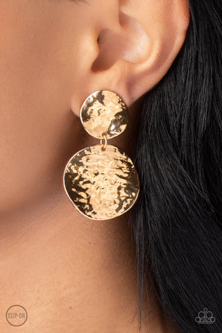 Rush Hour - Gold Clip-On Earring