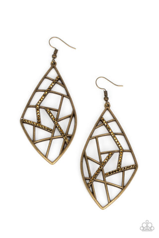 Geo Grid - Brass Earring