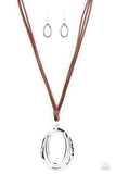 Long OVAL-due - Brown Necklace