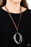 Long OVAL-due - Brown Necklace