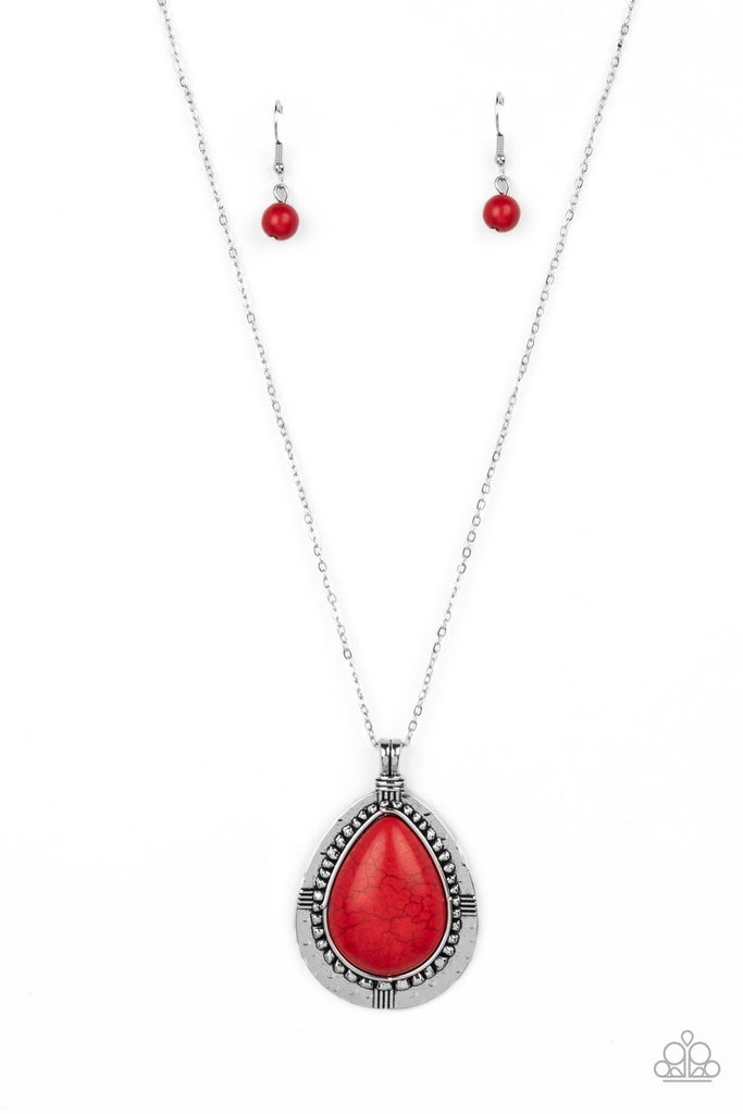 Red crackle online stone necklace paparazzi