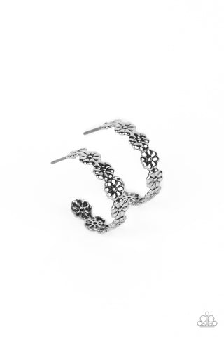 Floral Fad - Silver Hoop Earring