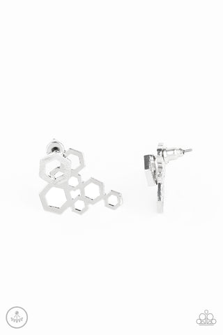 Six-Sided Shimmer Silver Post Earring