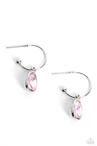 Teardrop Tassel - Pink Hoop Earring