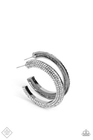 Dazzling Dynamo - Black Hoop Earring