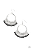 Fringe Fanfare - Black Earring