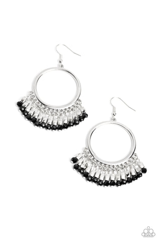 Fringe Fanfare - Black Earring