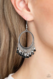 Fringe Fanfare - Black Earring