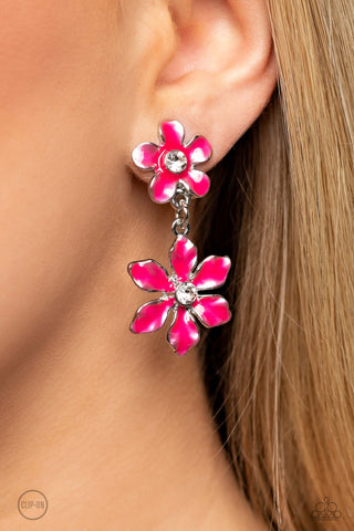 Transparent Talent - Pink Clip-On Earring