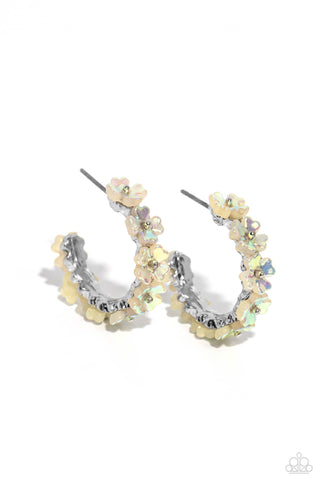 Floral Focus - White Hoop Earring