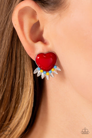 Spring Story - Red Clip-On Earring