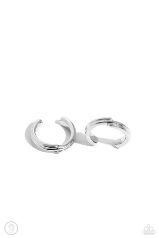 Linear Legacy - Silver Cuff Earring