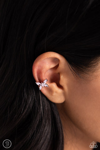 Aerial Advancement - Pink Cuff Earring