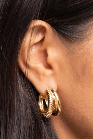 Textured Tremolo - Gold Hoop Earring